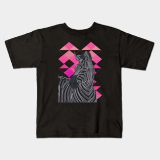 Zebra Pink Geometric Kids T-Shirt